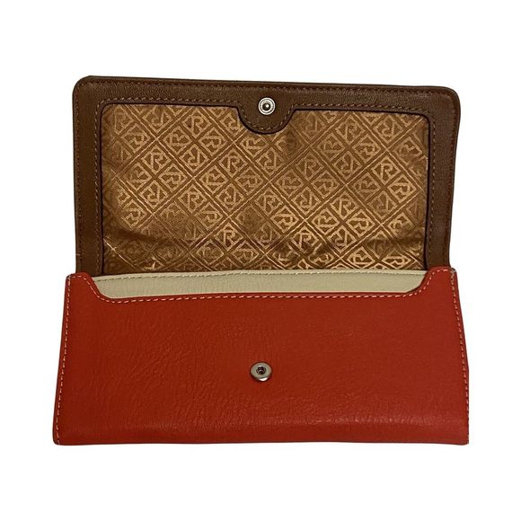 RELIC‎ Boho Style Faux Leather Brown Orange Checkbook Wallet Slots NWT - Picture 2 of 13